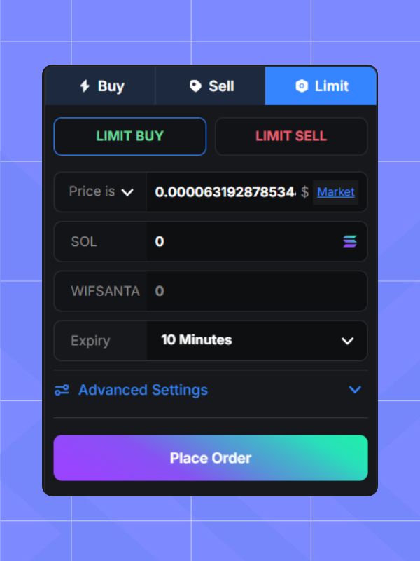 Limit Orders Market Button