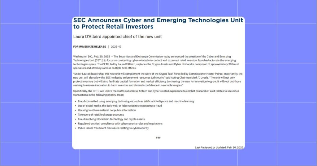 SEC Launches Cyber and Emerging Technologies Unit