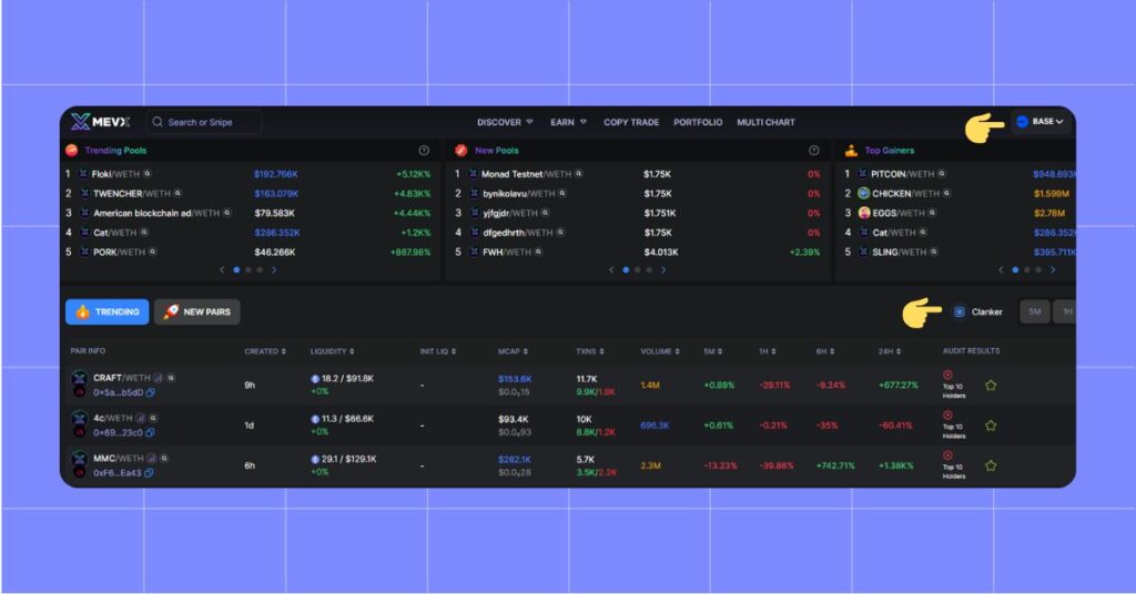 MevX Unleashes Token Filtering on Clanker - Discover New Gems on Base in 2025 4 Token Filtering on Clanker