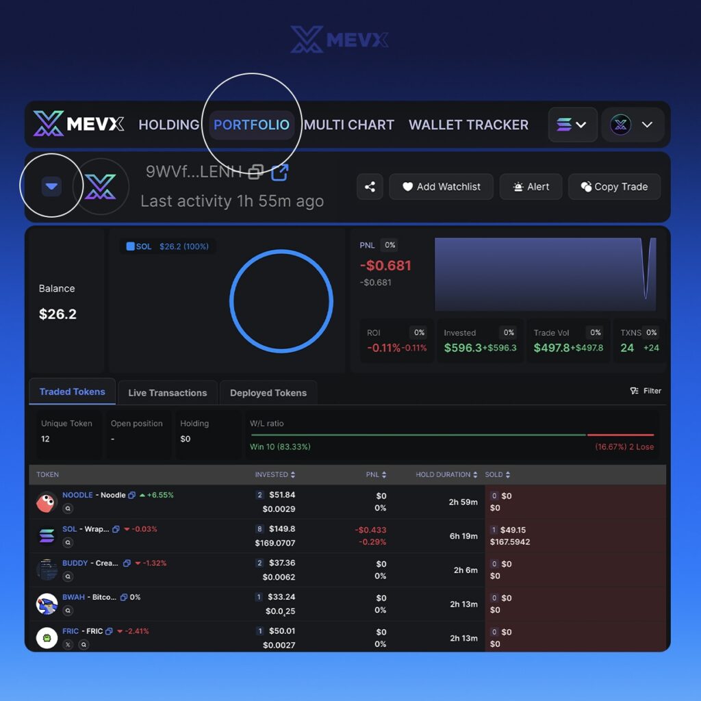 How to use MevX Portfolio