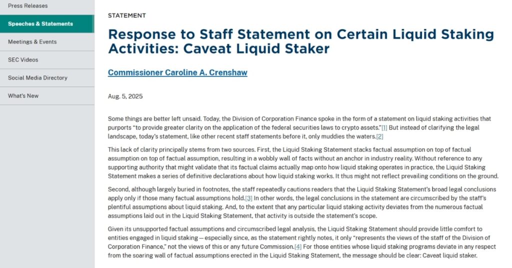 SEC Decision On Liquid Staking