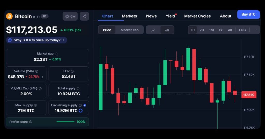 $BTC's Price (Source: CoinMarketCap)