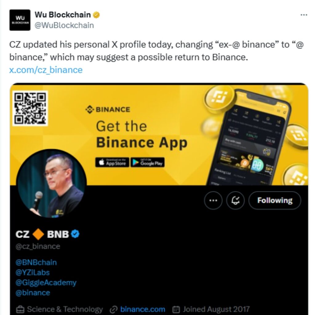Binance Seeks Early End to U.S. Oversight, BNB Hits New ATH Above $960