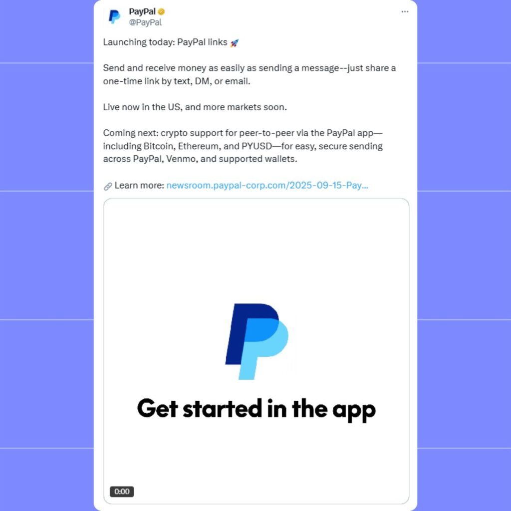 PayPal Integrates Bitcoin, Ethereum, and PYUSD into P2P Payments